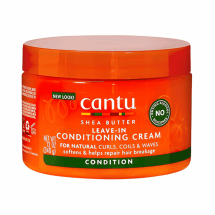 Cantu Shea Butter Leave-In Conditioning Cream 340g jar with orange lid on white background
