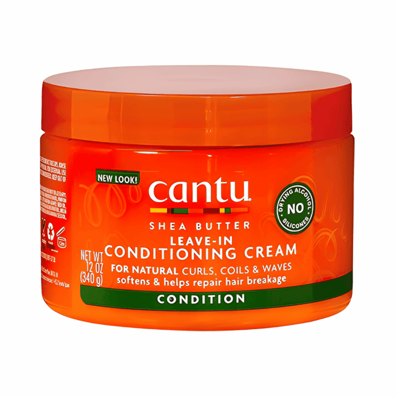Cantu Shea Butter Leave-In Conditioning Cream 340g jar with orange lid on white background