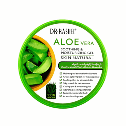Dr. Rashel Aloe Vera Soothing and Moisturizing Gel product image with full front label and 100% aloe vera claim