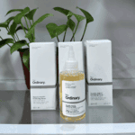 The Ordinary Glycolic Acid 7% Exfoliating Toner bottle displayed with multiple boxes on a shelf
