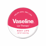 Vaseline Rosy Lips Lip Therapy 17g tin isolated on a white background showing brand and product name