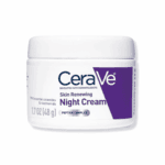 CeraVe Skin Renewing Night Cream jar with peptide complex on a white background