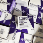 Stack of CeraVe Skin Renewing Night Cream boxes showing brand packaging and labels