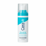 CeraVe Resurfacing Retinol Serum bottle with pump showing encapsulated retinol and ceramides on white background