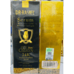 Front and back view of Dr Rashel 24K Gold Collagen Precious Youthful Serum packaging showing product details and barcode