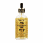 Dr. Rashel 24K Gold VIP all-in-one serum bottle with gold flakes on white background