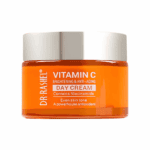 Dr. Rashel Vitamin C Brightening & Anti-Aging Day Cream with niacinamide in orange jar on white background