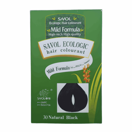 Savol Ecologic hair colourant box in green packaging, mild formula, shade 30 natural black