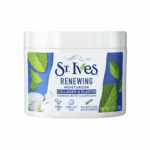 St. Ives Renewing Moisturizer with Collagen and Elastin in white tub on a plain background