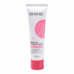 Dr. Rashel body and private parts whitening cream tube with white and pink packaging on plain background