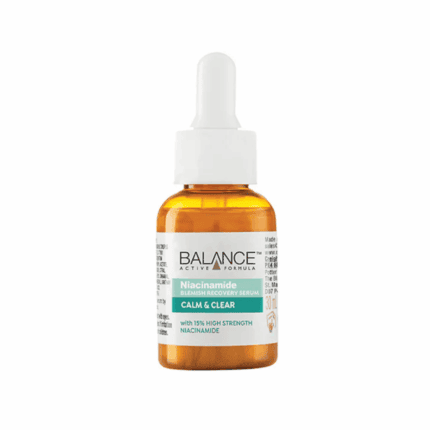 Balance Active Formula Niacinamide Blemish Recovery Serum Calm and Clear 15 percent niacinamide dropper bottle
