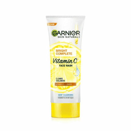 Garnier Bright Complete Vitamin C face wash tube for deep cleansing and dull skin