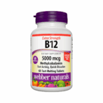 Webber Naturals extra strength vitamin B12 5000 mcg methylcobalamin fast-melting tablets bottle front view