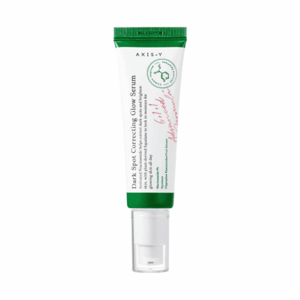 AXIS-Y Dark Spot Correcting Glow Serum 50ml tube with green cap on white background