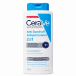 CeraVe Anti Dandruff 2 in 1 shampoo 355ml bottle with pyrithione zinc 1 percent, helps remove flakes and maintain scalp barrier for healthy hair.