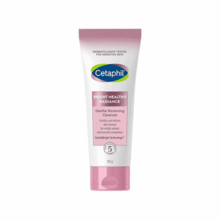 Cetaphil Bright Healthy Radiance Gentle Renewing Cleanser 100g tube for sensitive skin, brightening face wash that purifies and refines skin texture for a smooth radiant complexion.