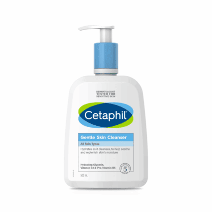 Cetaphil Gentle Skin Cleanser 500ml bottle for dry to normal sensitive skin, soap free gentle face and body cleanser.