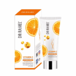 A tube and box of Dr. Rashel Vitamin C Brightening and Anti-Aging Private Part Whitening Cream (80g) with orange citrus-themed packaging, designed for skin brightening and even tone improvement.