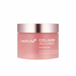 Medicube Collagen Jelly Cream 110ml pink jar with rose gold lid moisturizing collagen skincare cream.