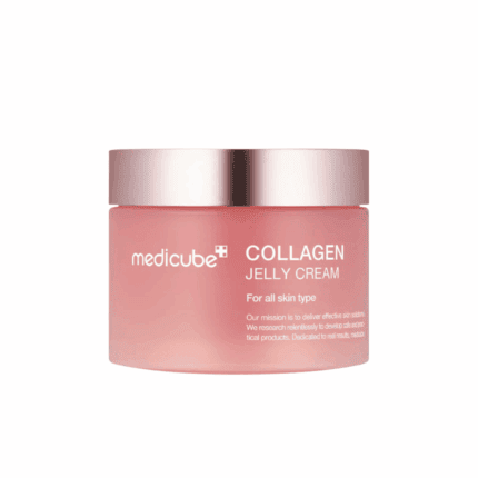 Medicube Collagen Jelly Cream 110ml pink jar with rose gold lid moisturizing collagen skincare cream.