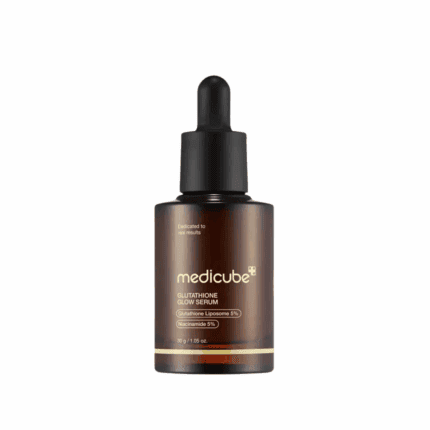 Medicube Glutathione Glow Serum 30g brightening serum bottle with dropper for glowing skin.