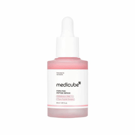 Medicube PDRN Pink Peptide Serum 30ml collagen peptide skincare serum bottle with dropper.