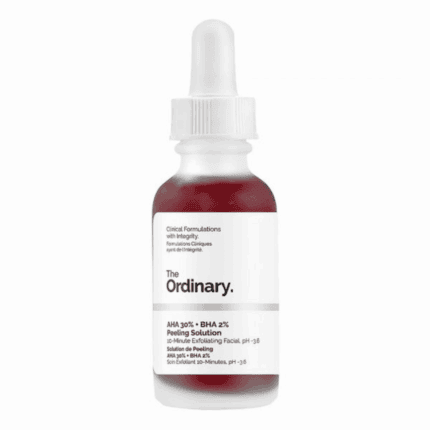 The Ordinary AHA 30% BHA 2% Peeling Solution 30ml exfoliating facial serum in dropper bottle