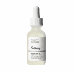 A dropper bottle of The Ordinary Hyaluronic Acid 2% + B5 serum, featuring a minimalist white and grey label, designed to provide deep hydration and skin plumping with hyaluronic acid and vitamin B5.